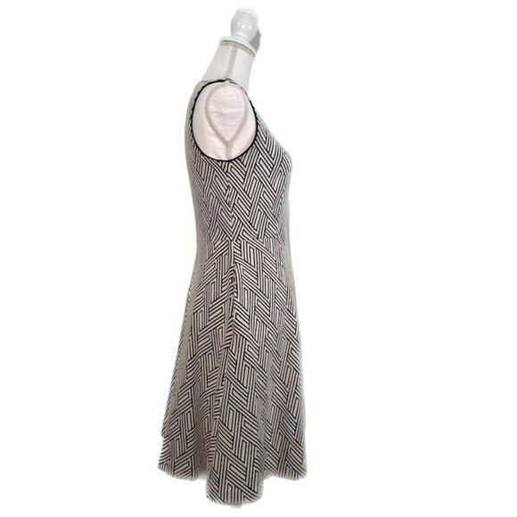 Banana Republic Black/White Geometric/Chevron High Waist/A-Line Dress - Picture 2 of 16